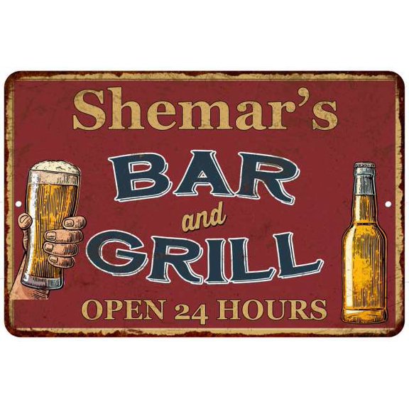 Shemar's Red Bar and Grill Rustic Sign Decor 8x12 108120045603