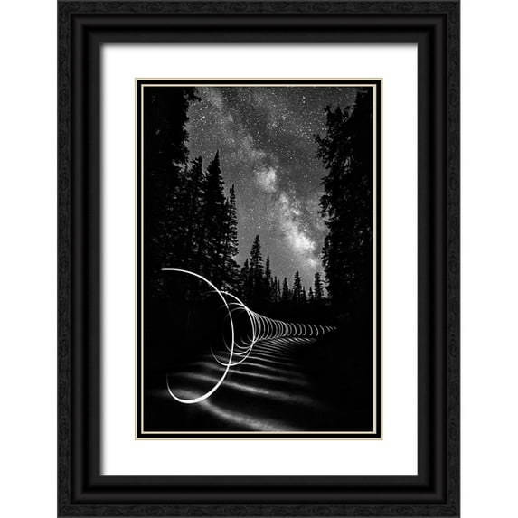 Shen, Yanyu 13x18 Black Ornate Wood Framed with Double Matting Museum Art Print Titled - Light Painting Under The Milky Way
