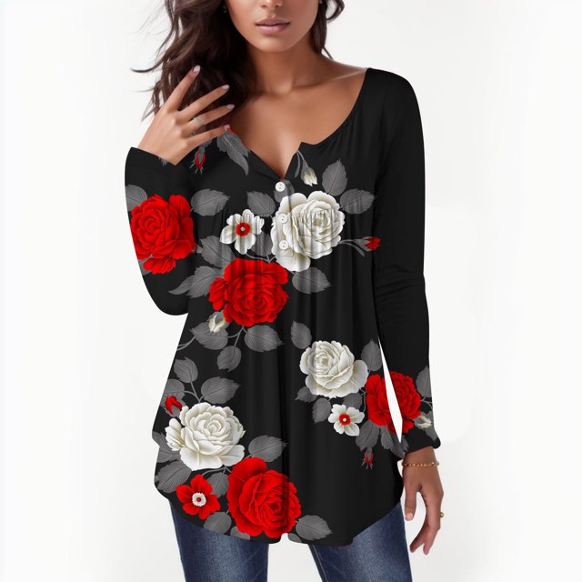 ShenW Long Sleeve Women Blouse Simple Womens Blouse Versatile Blouses