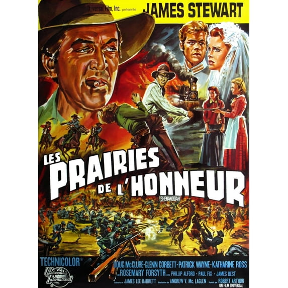 Shenandoah (Aka Les Prairies De L'Honneur) James Stewart (Left) (French Poster Art) 1965. Movie Poster Masterprint (24 x 36)