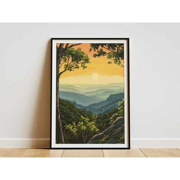 Shenandoah National Park Poster Vintage Travel Poster Mountain Landscape Art Print Nature Wall Art - Poster Unframed