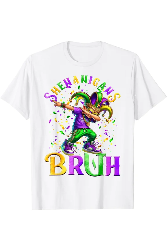 Shenanigans Bruh Mardi Gras Dabbing Dance Cute Carnival Holiday Tee Unisex T-Shirt ,up to size 5XL