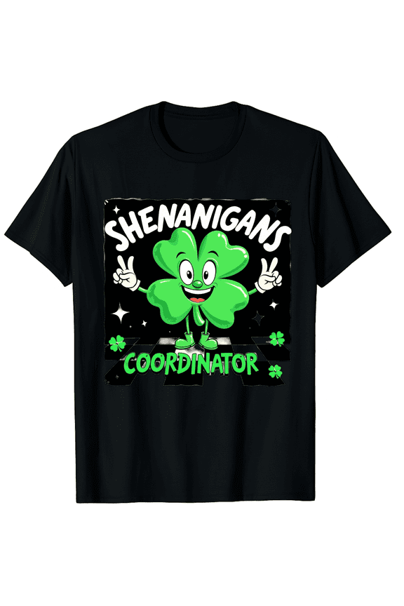 Shenanigans Coordinator Shamrock Teacher St Patricks Day Men Women Short Sleeve Graphic T-Shirt, Teacher Gift