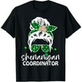 thumbnail image 1 of Shenanigans Coordinator St Patricks Day Messy Bun Women Mom T-Shirt, 1 of 5