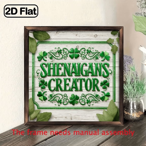 Shenanigans Creator 8x8in Wooden Wall Sign - Perfect for St Patrick's Day Valentine's Decor, Inspirational Gift for Loved Ones, Indoor Use 1pcs