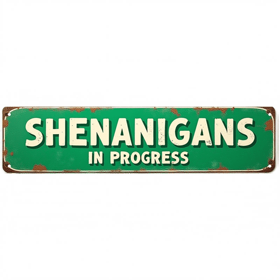 "Shenanigans in Progress" Tin Sign - 16x4 Inches Funny Decor for Wall, Ideal for Home Bar, Garage, Man Cave | funny signs, bar decorations for home, man cave accessories