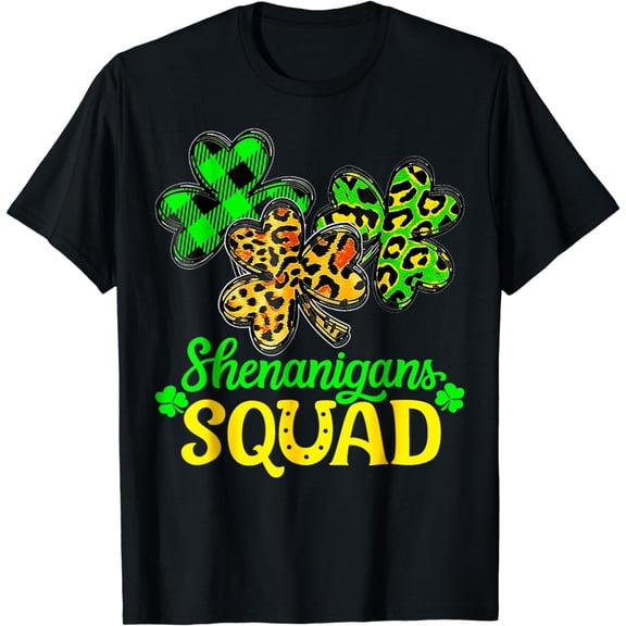 Shenanigans Squad Gnomes Shamrock Leopard St Patrick's Day T-Shirt
