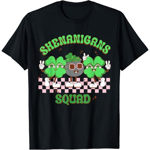 Shenanigans Squad Groovy Shamrock St Patrick's Day Boys Girl T-Shirt