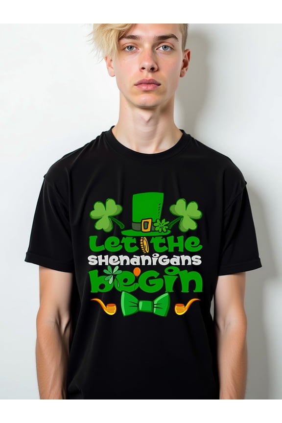 Shenanigans St. Patrick's Day Tee Mens t-shirts black gifts funny Spring and summer outdoor wear Unique Design Unisex Shirt Cotton tshirts