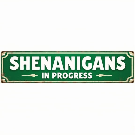 Shenanigans Tin Decor 16*4 Inches "SHENANIGANS IN PROGRESS" Home/Game Room Wall Art - Retro Humorous Accent, Shenanigans Decor, Home Metal Sign