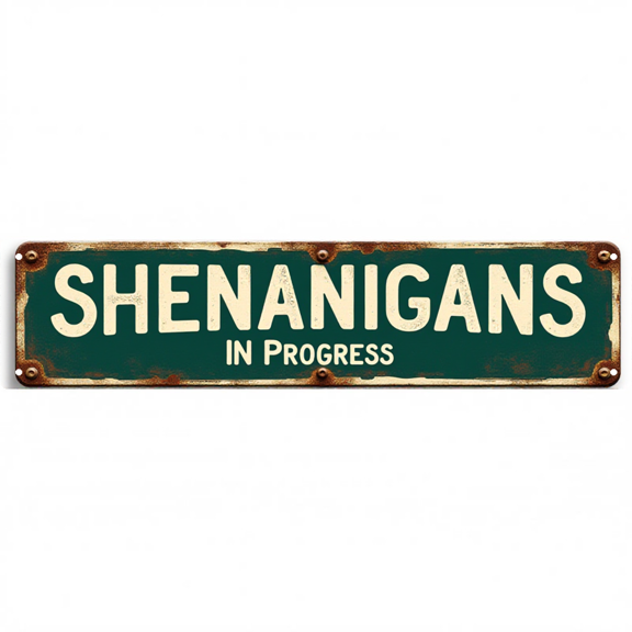 Shenanigans Tin Sign 16x4 Inch Shenanigans in Progress Design - Ideal for Bar, Patio, Outdoor Funny Room Decor