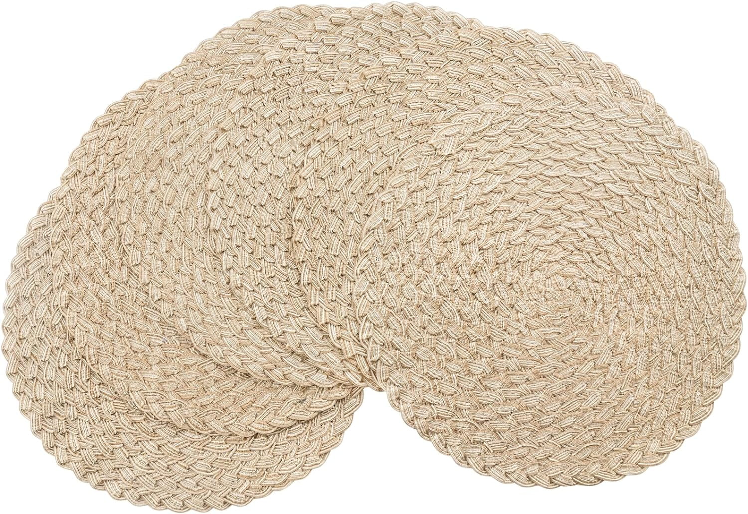ShengRui 15 Inch Round Braided Placemats Set of 4, Washable Heat ...