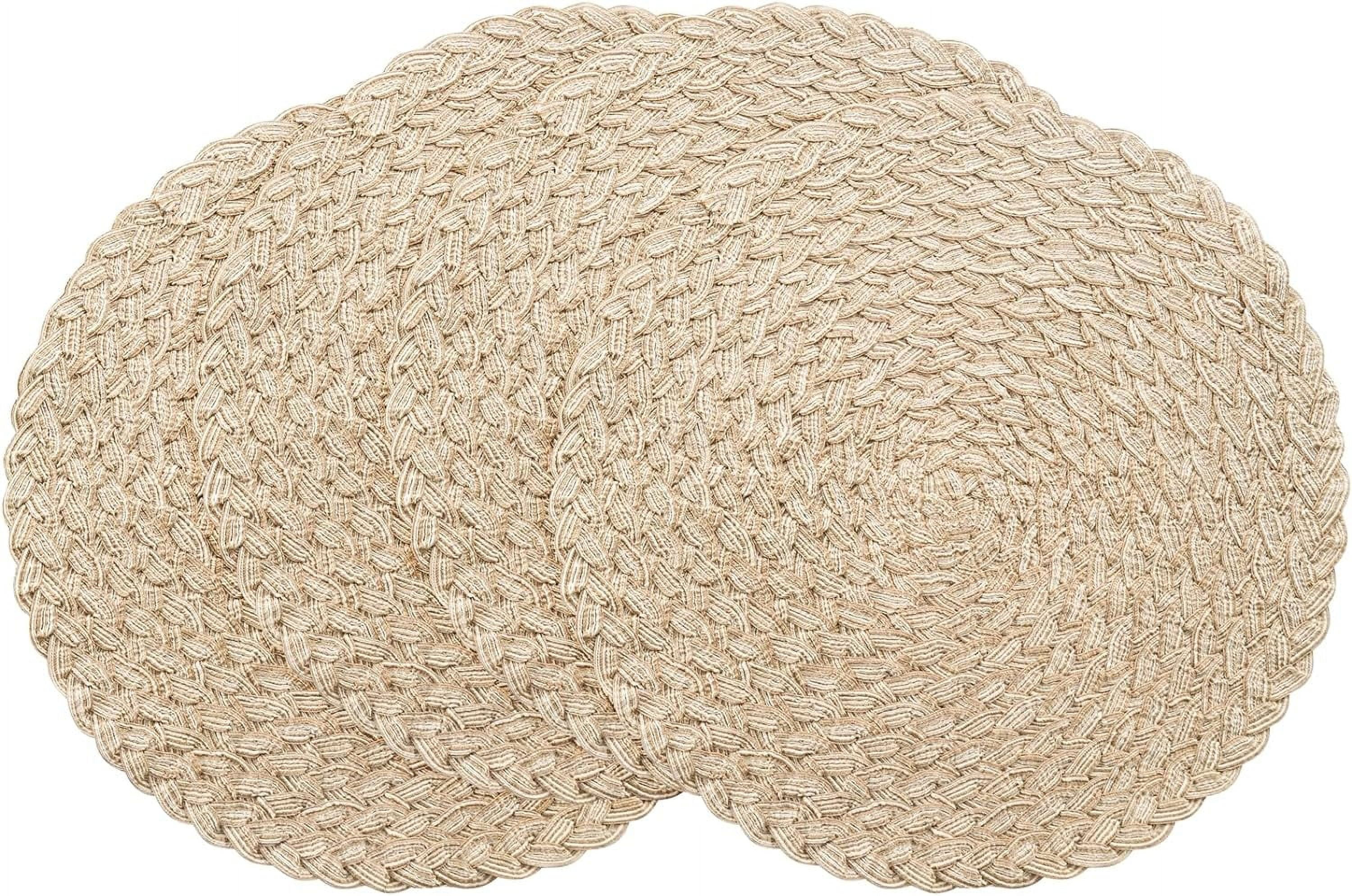 ShengRui 15 Inch Round Braided Placemats Set of 4, Washable Heat ...