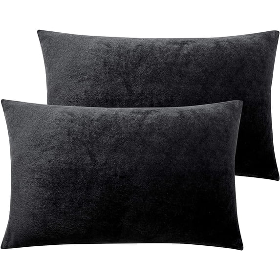 ShengRui 2 Pack Zippered Velvet Queen Pillowcases, Super Soft and Cozy Luxury Fuzzy Flannel Pillow Cases with Zipper, 20x30 Inches, Navy Blue