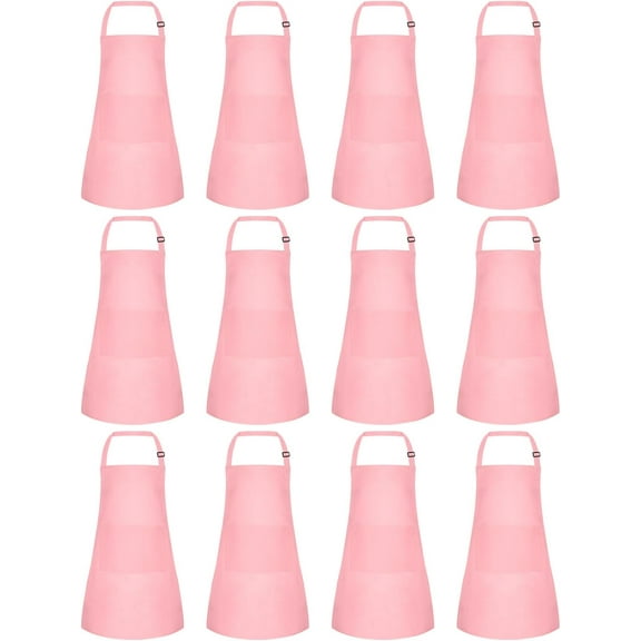 ShengRui 8/12/24 Pack Adjustable Kids Apron Bulk with 2 Pockets Toddler Apron Kids Painting Aprons for Baking Paiting