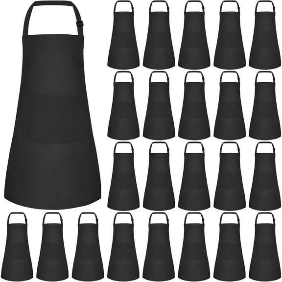 ShengRui 8/12/24 Pack Adjustable Kids Apron Bulk with 2 Pockets Toddler Apron Kids Painting Aprons for Baking Paiting