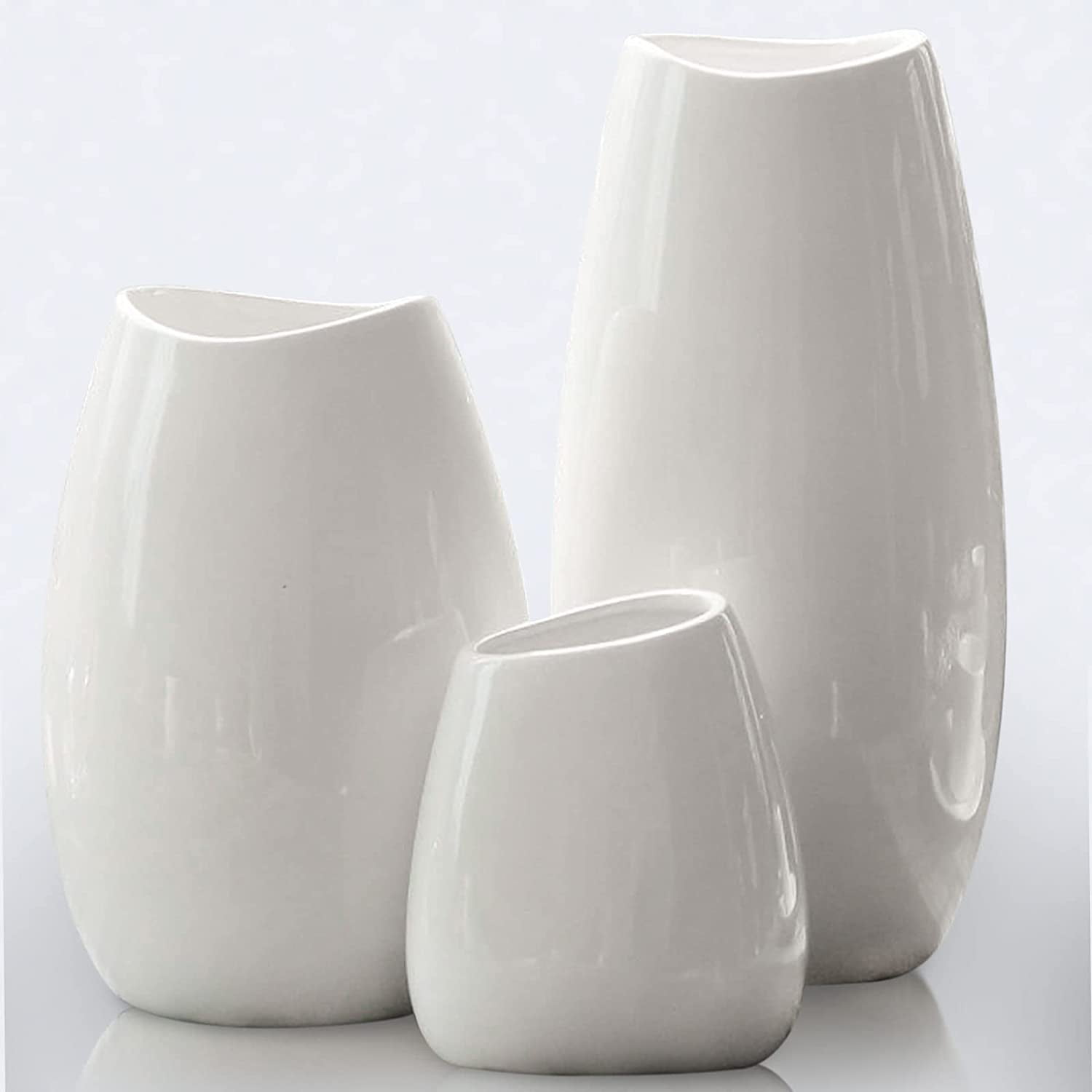 Elegant White Ceramic Vase Set for Modern Home Decor