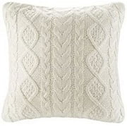 ShengRui Decorative Knit Throw Pillow Cover Chiristmas Farmhouse Sweater Square Warm Cushion Cover for Couch, Bed, Home Accent Decor Cream, 18x18 inches45x45cm