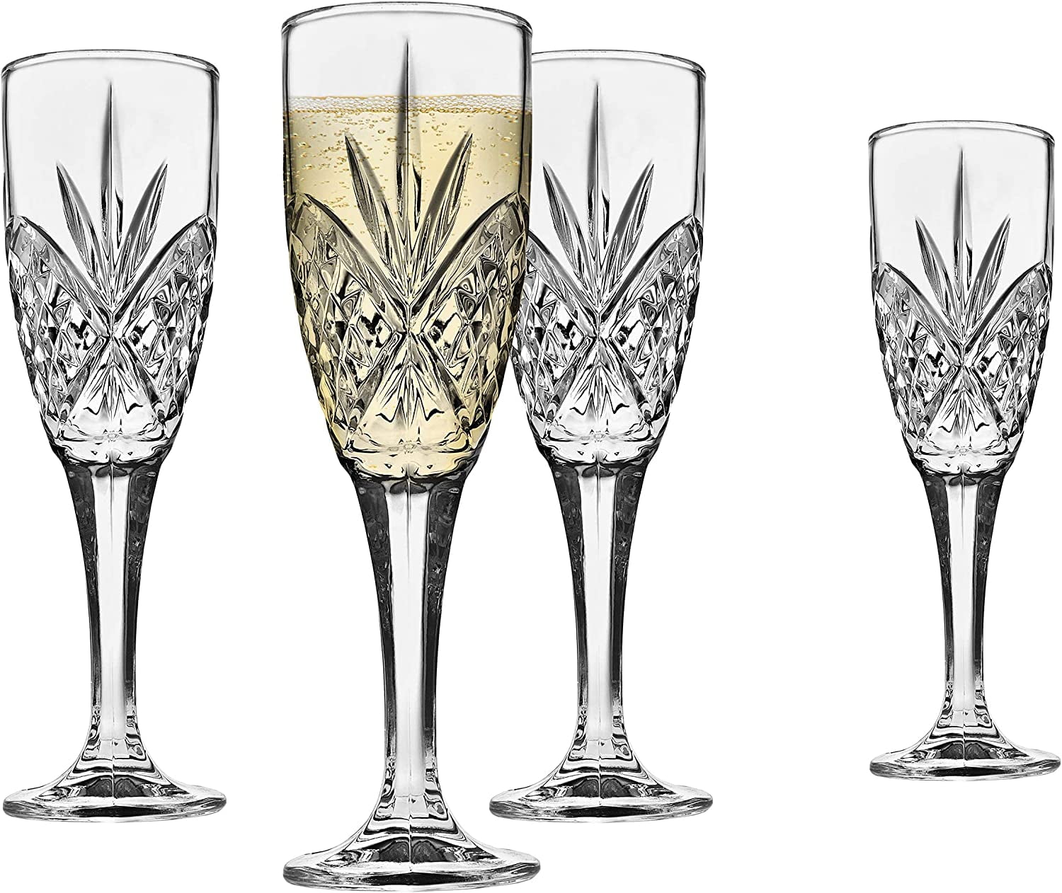 ShengRui Dublin Crystal Champagne Flutes Set of 4, 6 ounce