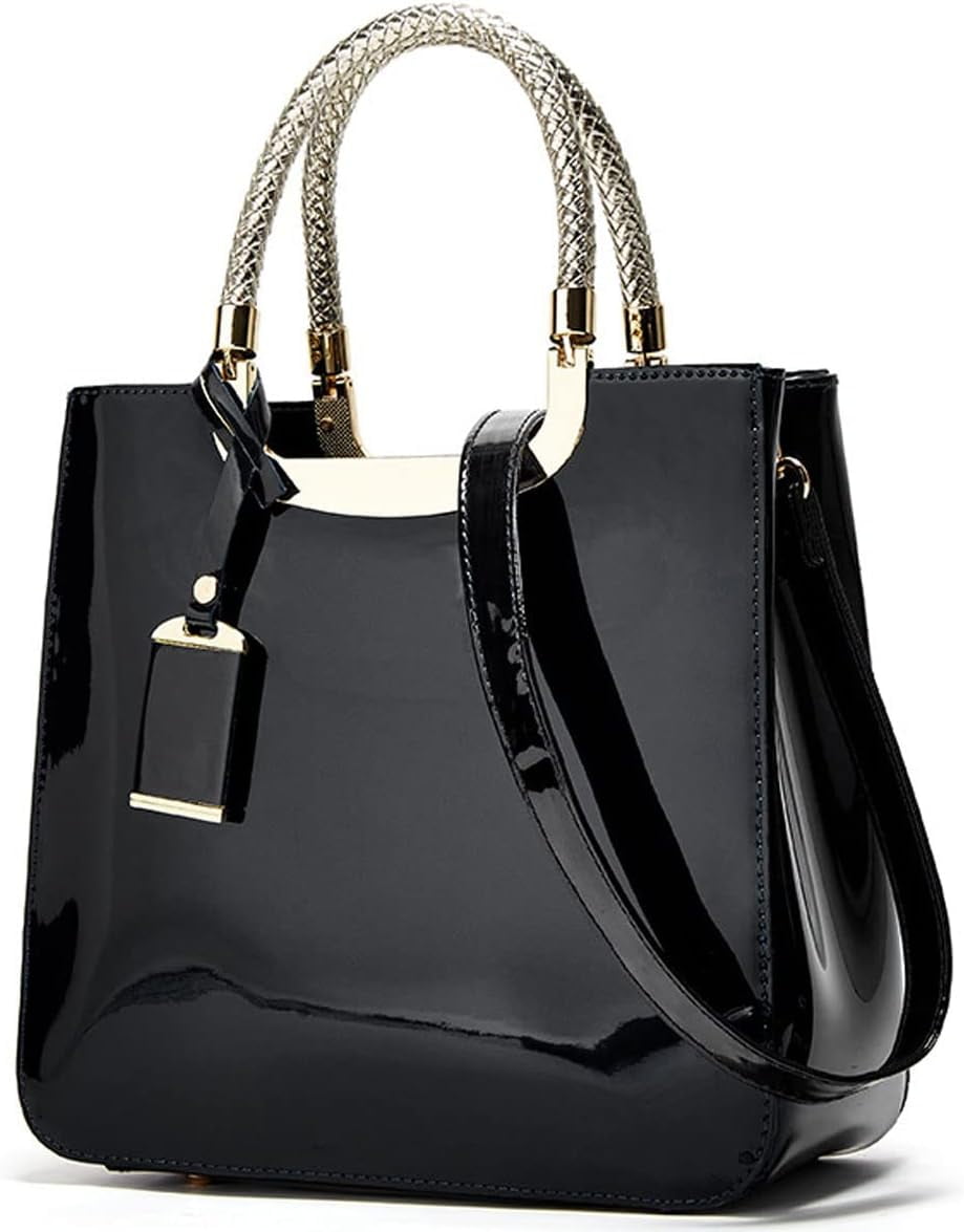 ShengRui Glossy Patent Leather Women Handbag Shiny Shoulder Bag Evening Purse Style Top-Handle Bag Crossbody Satchel Party