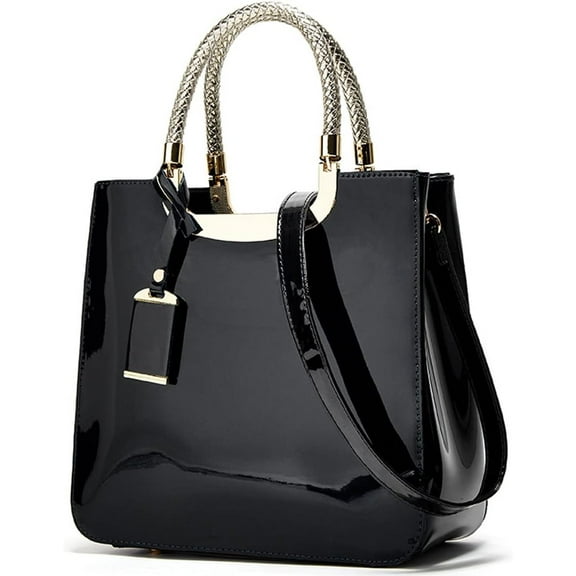 ShengRui Glossy Patent Leather Women Handbag Shiny Shoulder Bag Evening Purse Style Top-Handle Bag Crossbody Satchel Party