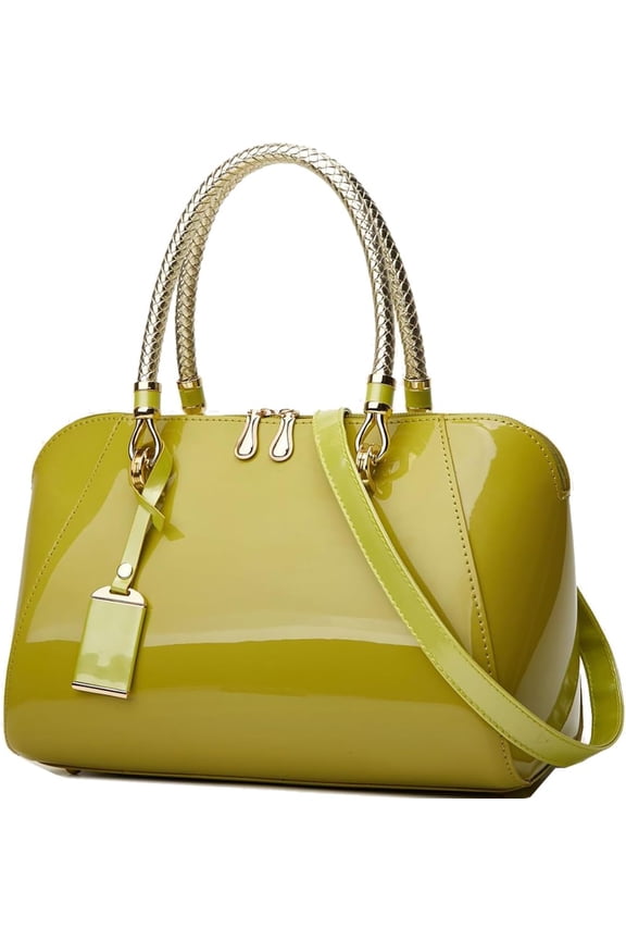 Glossy Women Handbag Patent Leather Large Size Top-Handle Bag Shiny Shoulder Bag Tote Evening Purse Party Satchel