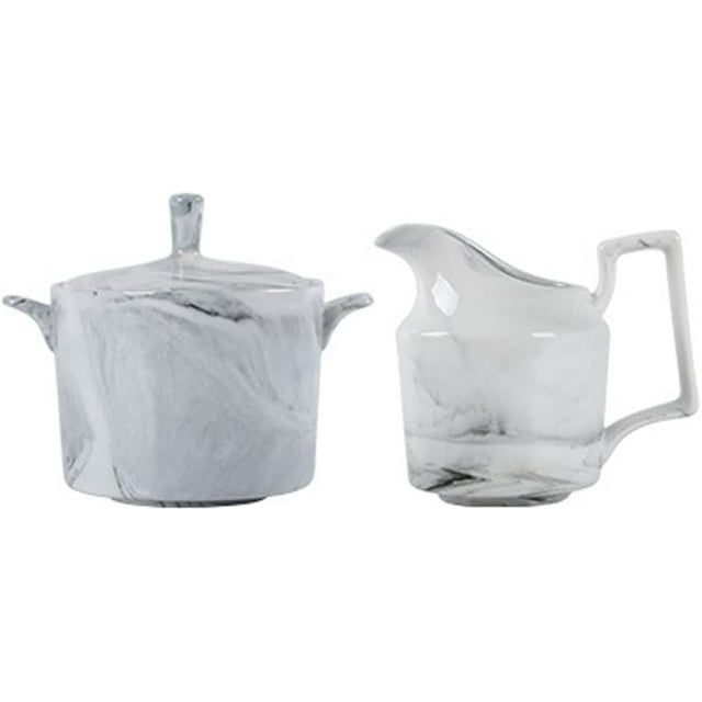 ShengRui Marbling Ceramic Milk Jug Sugar Bowl, Coffee Serving Set