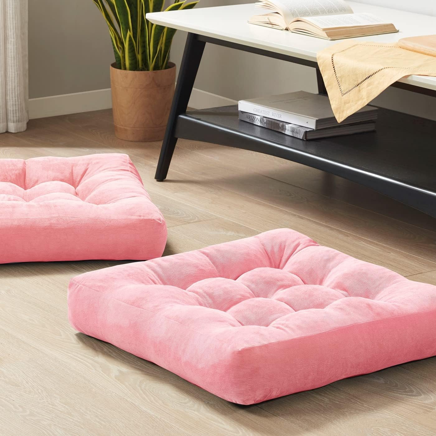 4 Pack 22 Large Floor Pillow Pet Floor Pillow Thicken Seat Chair Cushion Tufted Cushion Square Meditation Pillow for Living Room Bedroom Balcony Garden Party Soft and Comfortable Rose Red Walmart