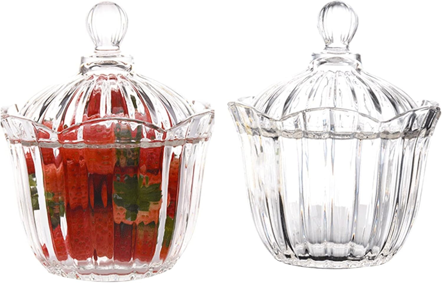 ShengRui Set of 2, Clear Acrylic Candy Dish with Lid, Crystal Covered