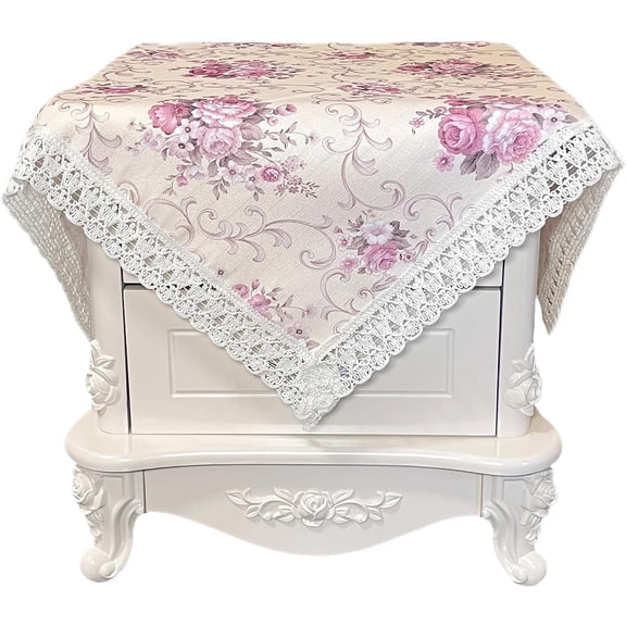 ShengRui Square Nightstand Tablecloth,Bedside Tablecloth,End Tablecloth, Tablecloth for Coffee Table/Printer Dustproof/Vase Table (Light Yellow, 30 * 30 Inches)