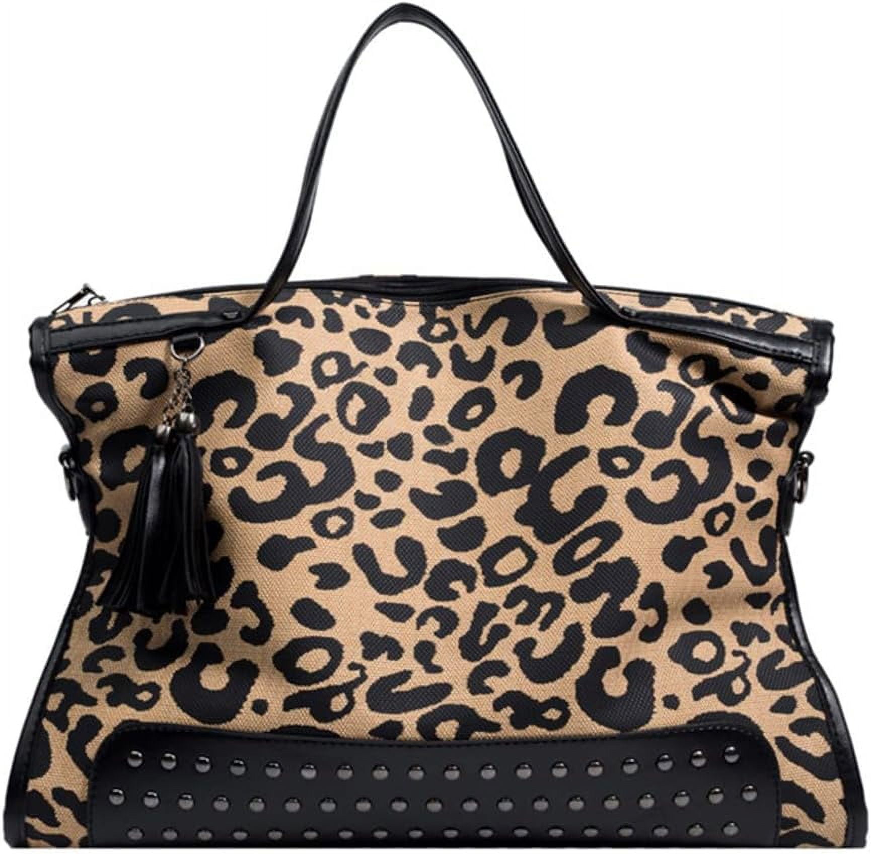 Sheng Rui ShengRui Women Retro Handbag Leopard Print Tote Large Capacity Canvas ...