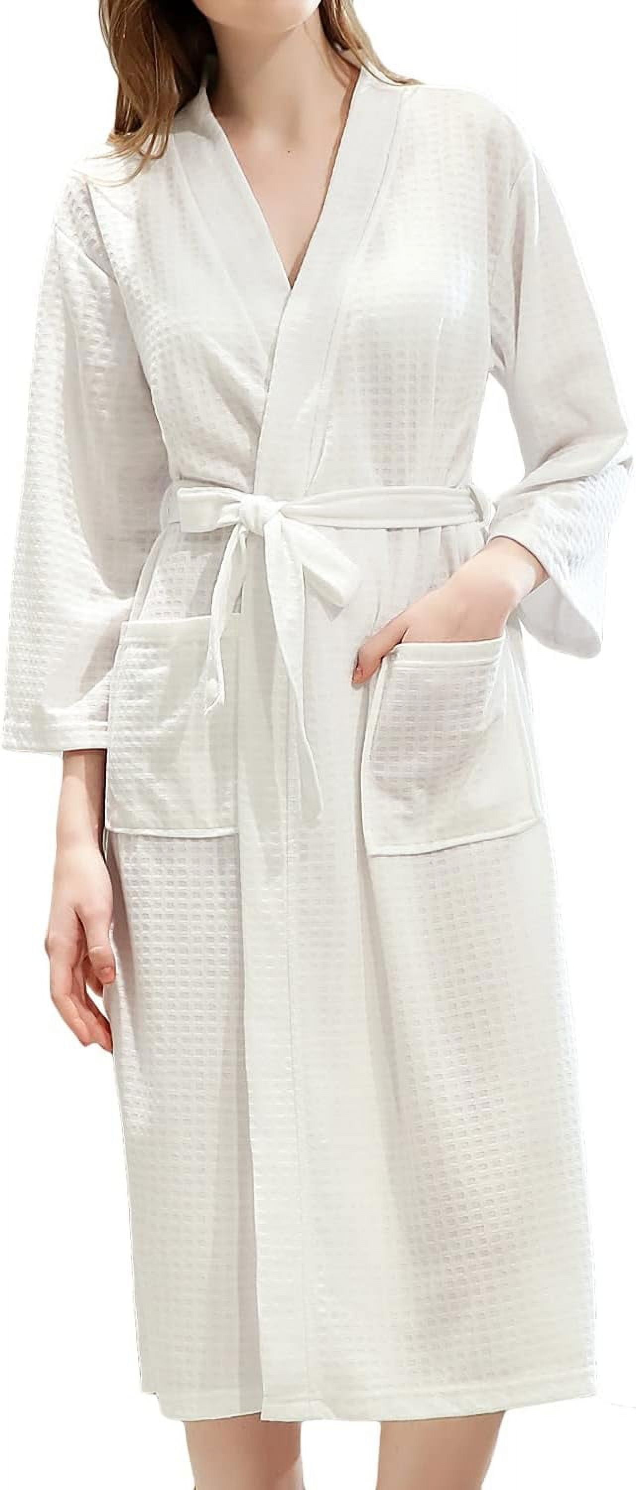 ShengRui Women's Waffle Bathrobe Soft Lightweight Kimono Bath Robe Knee ...
