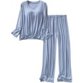 thumbnail image 1 of ShengRui Womens Built in Bra Pajamas Sets Casual Long Sleeve V Neck Nightshirts with Soft Modal Long Pants Sleepwear Lounge Set, 1 of 8