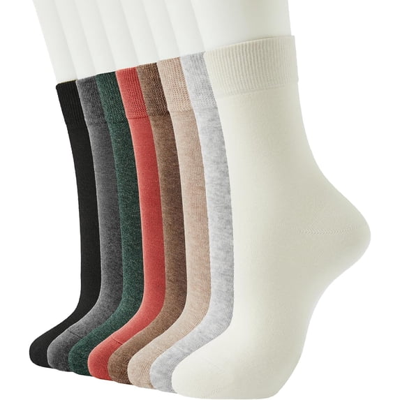 ShengRui Womens Cotton Crew Socks Thin Dress Socks for Women Above Breathable Casual Sock 8-10 Pairs