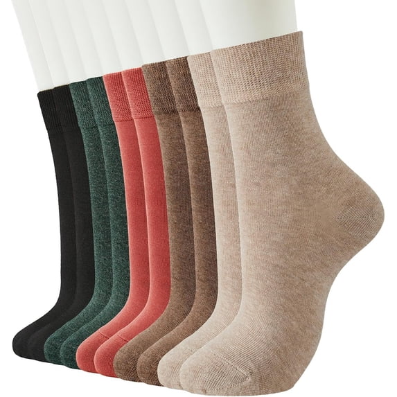 ShengRui Womens Cotton Crew Socks Thin Dress Socks for Women Above Breathable Casual Sock 8-10 Pairs