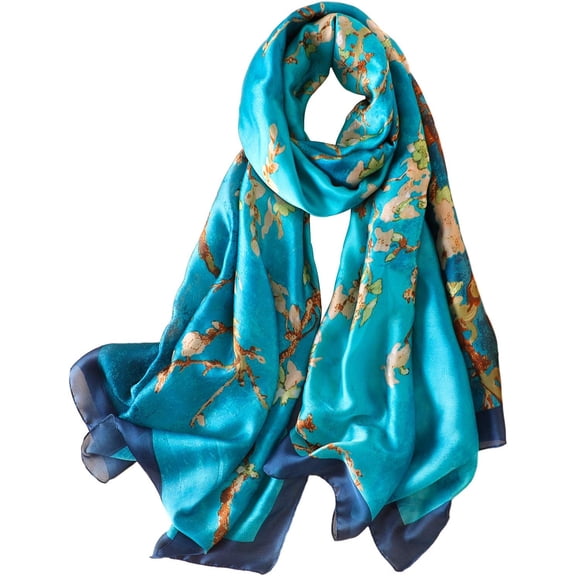 ShengRui Womens Large Mulberry Silk Scarf Long Satin Scarf Fashion Designer Scarf Lightweight Wraps