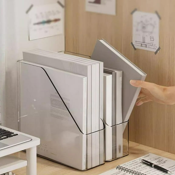 ShengapQ Acrylic Desk Book Stand, Transparent Bookshelf, Multi-functional Storage Rack, Modern Desktop Organizer, Durable and Easy to Clean, Perfect for Home and Office