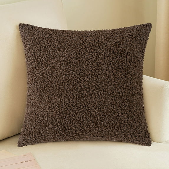 ShengapQ Curly Faux Decorative Throw Pillow Cover, Soft Polyester Cushion Case with Zipper, Cozy Pillowcase for Living Room Sofa Bedroom, 17 x 17 Inch