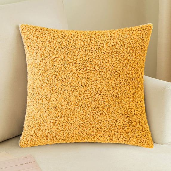 ShengapQ Curly Faux Decorative Throw Pillow Cover, Soft Polyester Cushion Case with Zipper, Cozy Pillowcase for Living Room Sofa Bedroom, 17 x 17 Inch