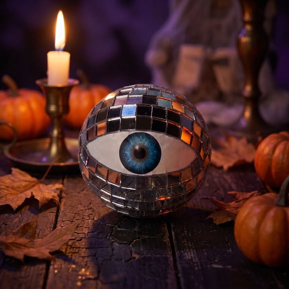 ShengapQ Halloween Ghost Eye Glass Mirror Ball, Reflective Decor, Tabletop Ornament, Perfect for Home Bar Party, Unique Halloween Decor, Elegant Party Centerpiece, Vintage Style Accessories