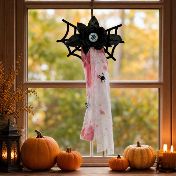 ShengapQ Halloween Luminous Eyeball Decoration, Scary Spider Webs, Creepy Gauze Hanging Ornaments, Perfect for Halloween Parties, Haunted House Decor, Spooky Holiday Decorations