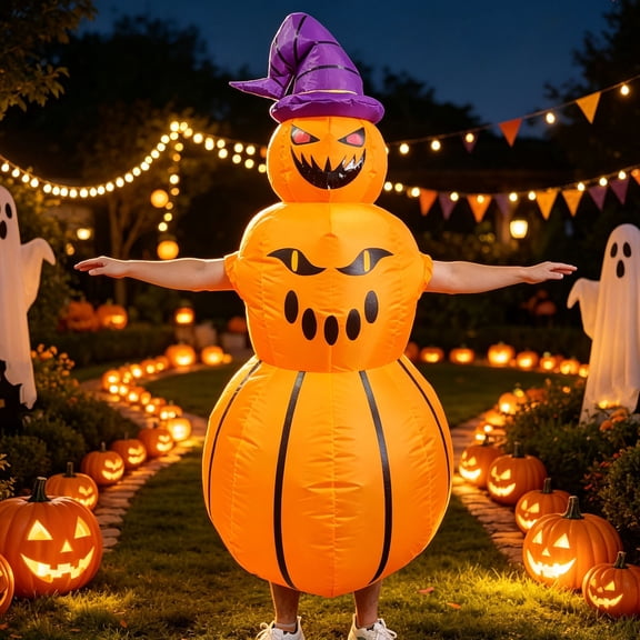 ShengapQ Halloween Pumpkin Inflatable Costume, Funny Party Pranks, Breathable Comfortable Prop, One-Size-Fits-All for Halloween Events, Reusable Easy Storage