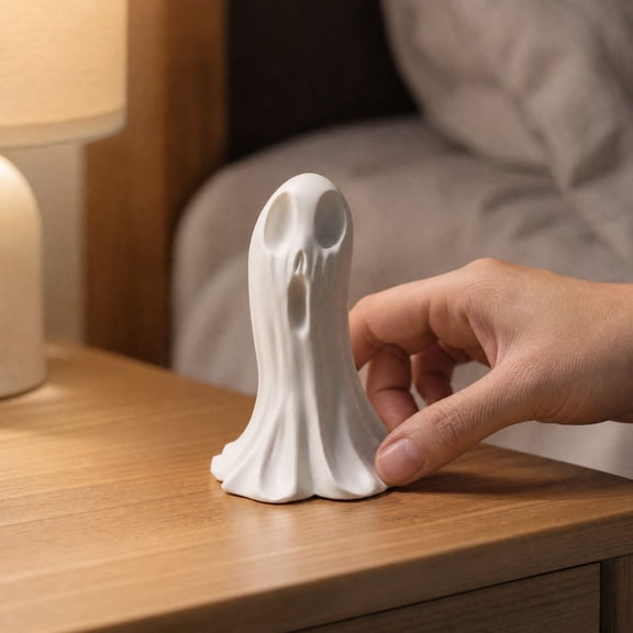 ShengapQ Printed Screaming Ghost Statue, Abstract Spooky Ghost Figurine, Halloween Desktop Decor, Quirky White Ghost Ornament, Gothic Home Shelf Table Decoration, Boho Dark Decor Accent