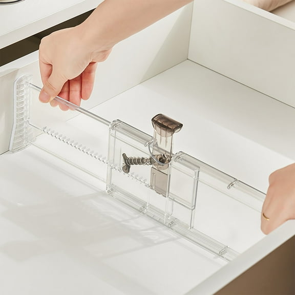 ShengapQ Retractable Drawer Dividers, Transparent Drawer Separator, Kitchen Storage Organizer, Adjustable Partition for Home, Eco-friendly Plastic, Sturdy and Easy to Clean, Drawer Organizer Divider