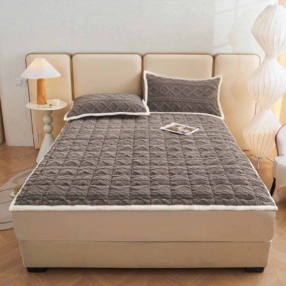 ShengapQ Thick Taffeta Velvet Mattress Pad, Flannel Mattress, Warm & Cozy Bedding, 70.86" x 78", Soft Cotton Layer, Slip Resistant Bottom, Easy to Clean, Durable Mattress Topper