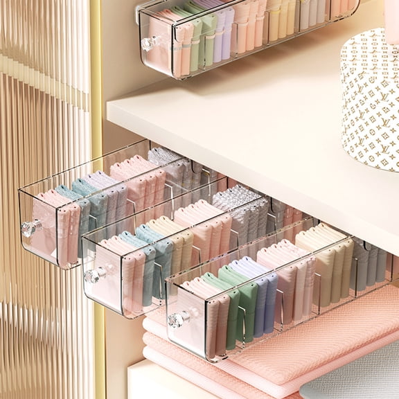 ShengapQ Underwear Storage Box, Transparent Socks Organizer, Wall-Mounted Storage Box, Space-Saving Drawer Divider, Durable Plastic Material, Versatile Home Organizer, Hanging Closet Solution