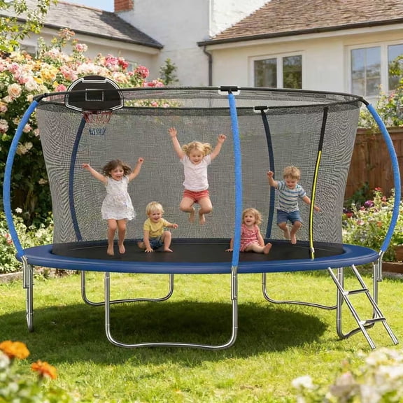 Shengchao Trade 1600LBS 14FT Trampoline for Adults and Kids,Trampoline with Enclosure,Recreational Trampoline with Ladder, Heavy Duty Trampoline Capacity for 4-6 Kids