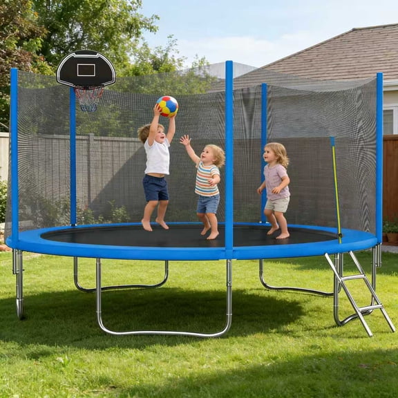 Shengchao Trade 1600LBS 14FT Trampoline for Adults and Kids,Trampoline with Enclosure,Recreational Trampoline with Ladder, Heavy Duty Trampoline Capacity for 4-6 Kids