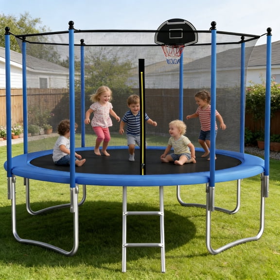 Shengchao Trade 650LBS 10FT Trampoline for Adults and Kids,Trampoline with Enclosure,Recreational Trampoline with Ladder, Heavy Duty Trampoline Capacity for 2-4 Kids
