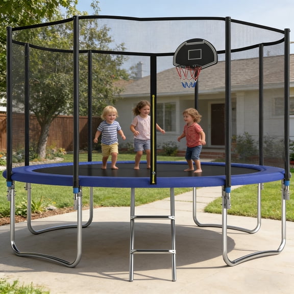 Shengchao Trade 450LBS 10FT Trampoline for Adults and Kids,Trampoline with Enclosure,Recreational Trampoline with Ladder, Heavy Duty Trampoline Capacity for 2-4 Kids